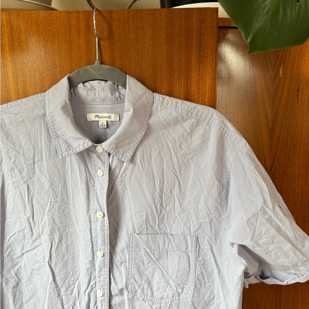 Madewell Pale Blue Short-Sleeve Button-Down Shirt - Picture 2 of 5